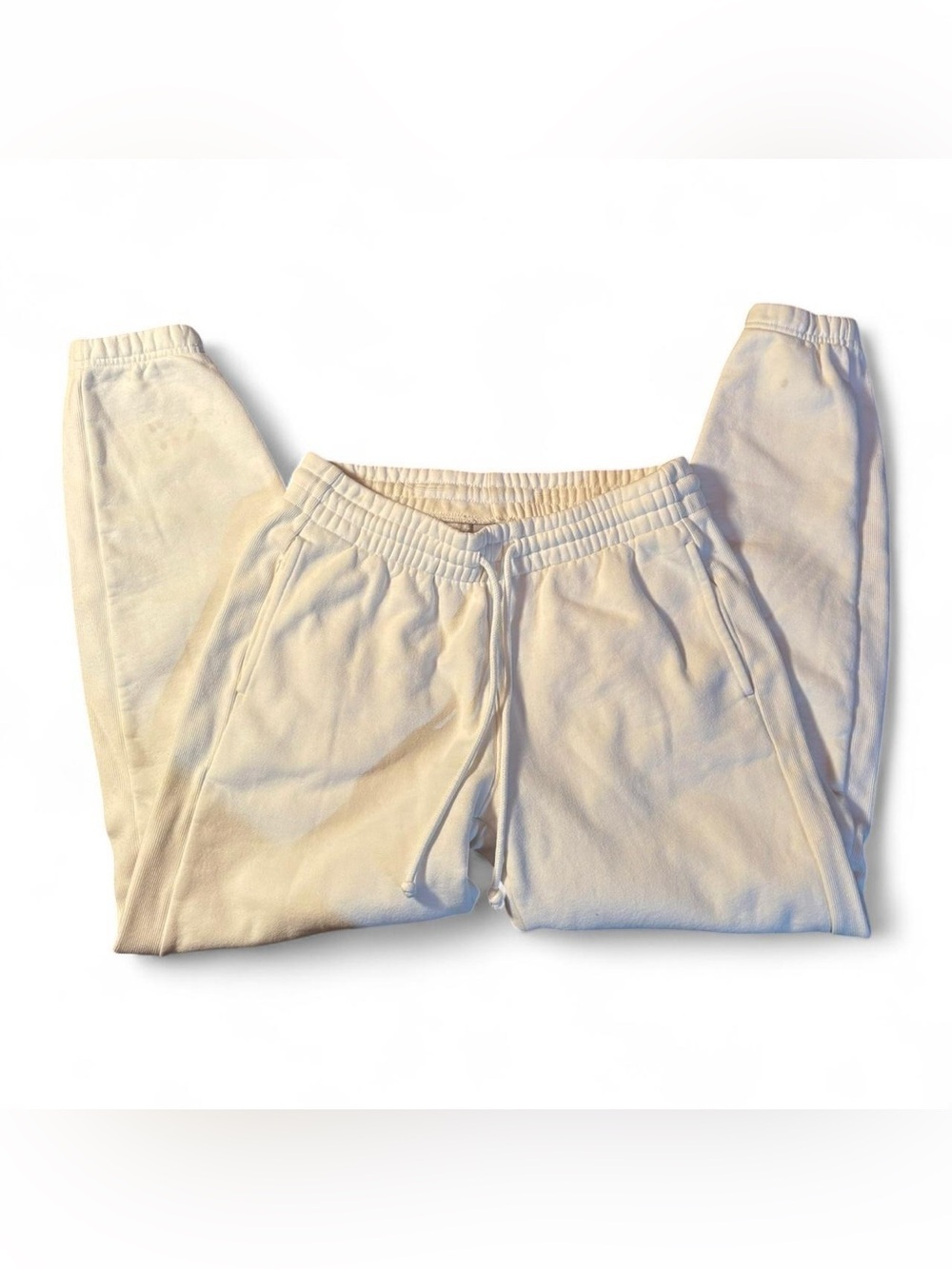 TNA Cozy Fleece Boyfriend White Joggers